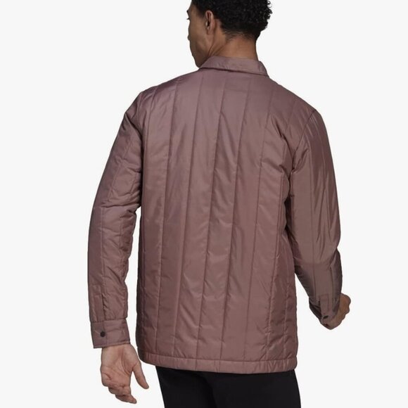 adidas Itavic 3-Stripe Lite Shirt Jacket - Mens Outdoor Wonder Oxide 2XL - Picture 5 of 7